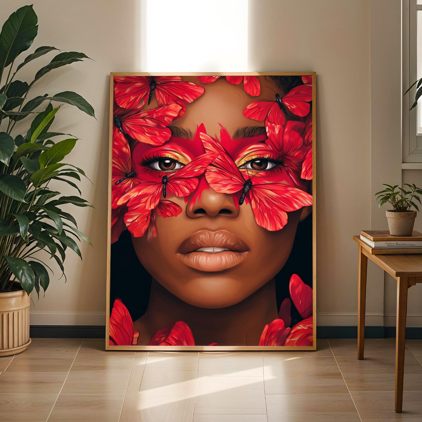Red Butterfly Wing Portrait Wall Art Print Soluna Soul