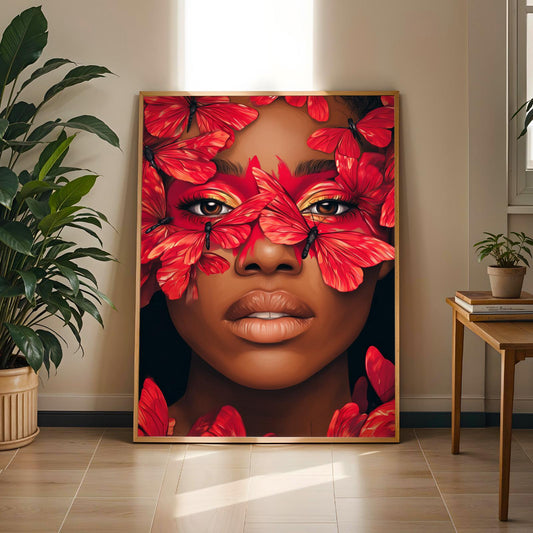 Red Butterfly Wing Portrait Wall Art Print Soluna Soul