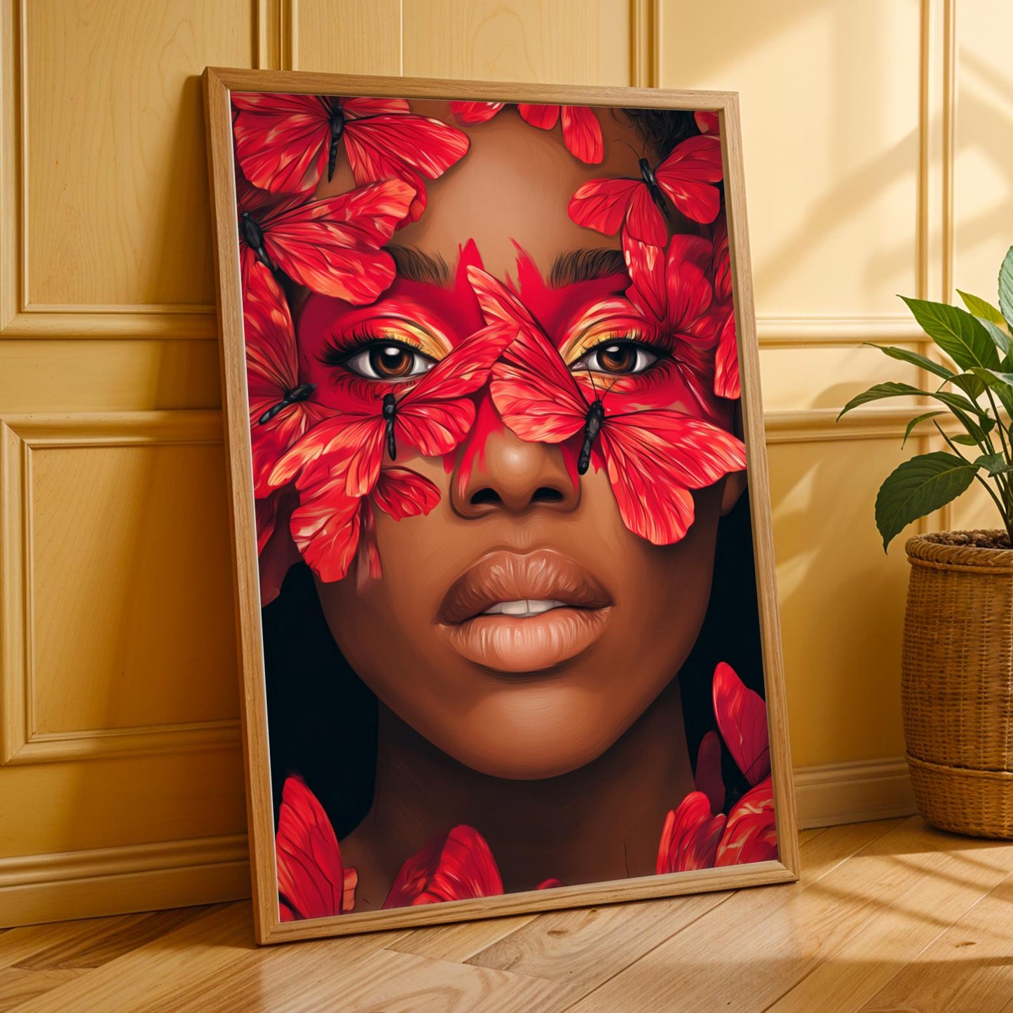 Red Butterfly Wing Portrait Wall Art Print Soluna Soul