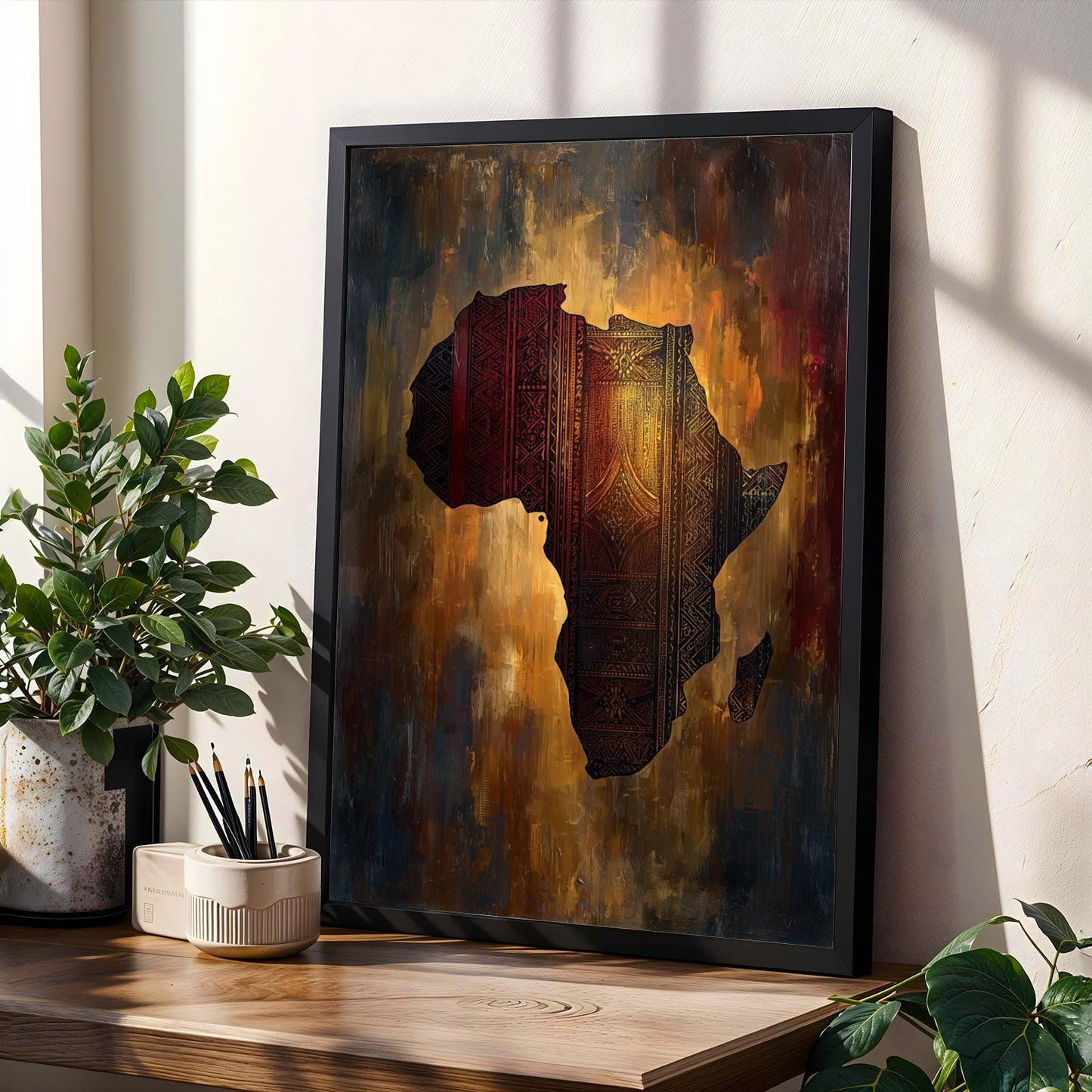 African Map Silhouette Textures Wall Art Print Soluna Soul