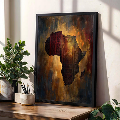 African Map Silhouette Textures Wall Art Print Soluna Soul
