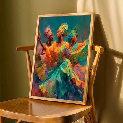 Dancelike Figures in Beautiful Gowns Wall Art Print Soluna Soul