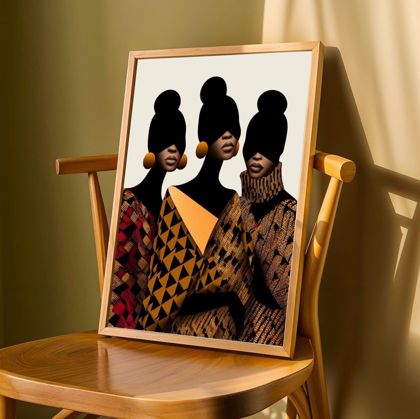 Afro-futurist Fashion Trio Silhouette Wall Art Print Soluna Soul