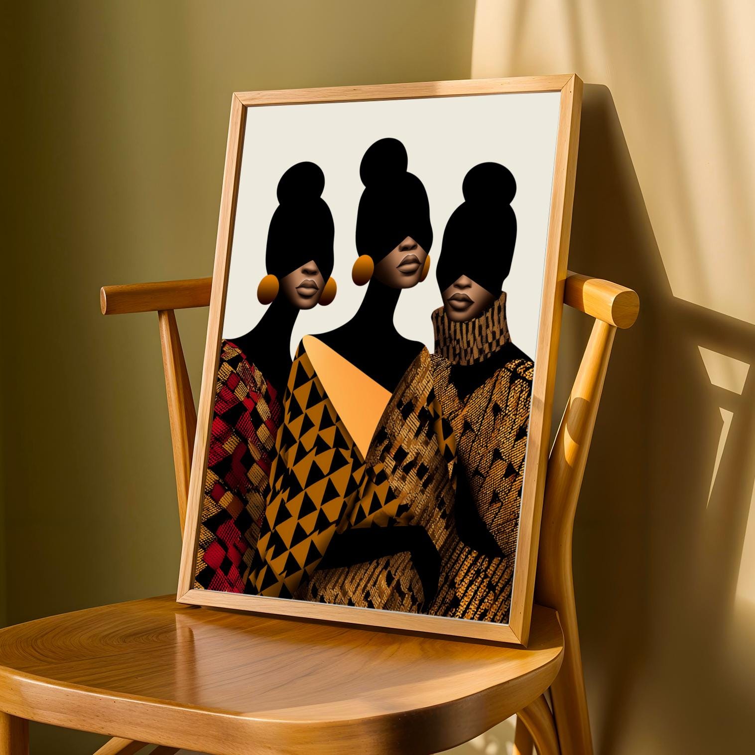 Afro-futurist Fashion Trio Silhouette Wall Art Print Soluna Soul