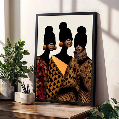 Afro-futurist Fashion Trio Silhouette Wall Art Print Soluna Soul