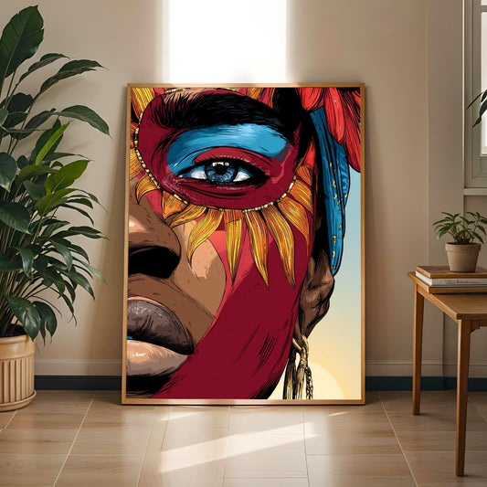 Abstract Face Portrait Contemporary Wall Art Print Soluna Soul