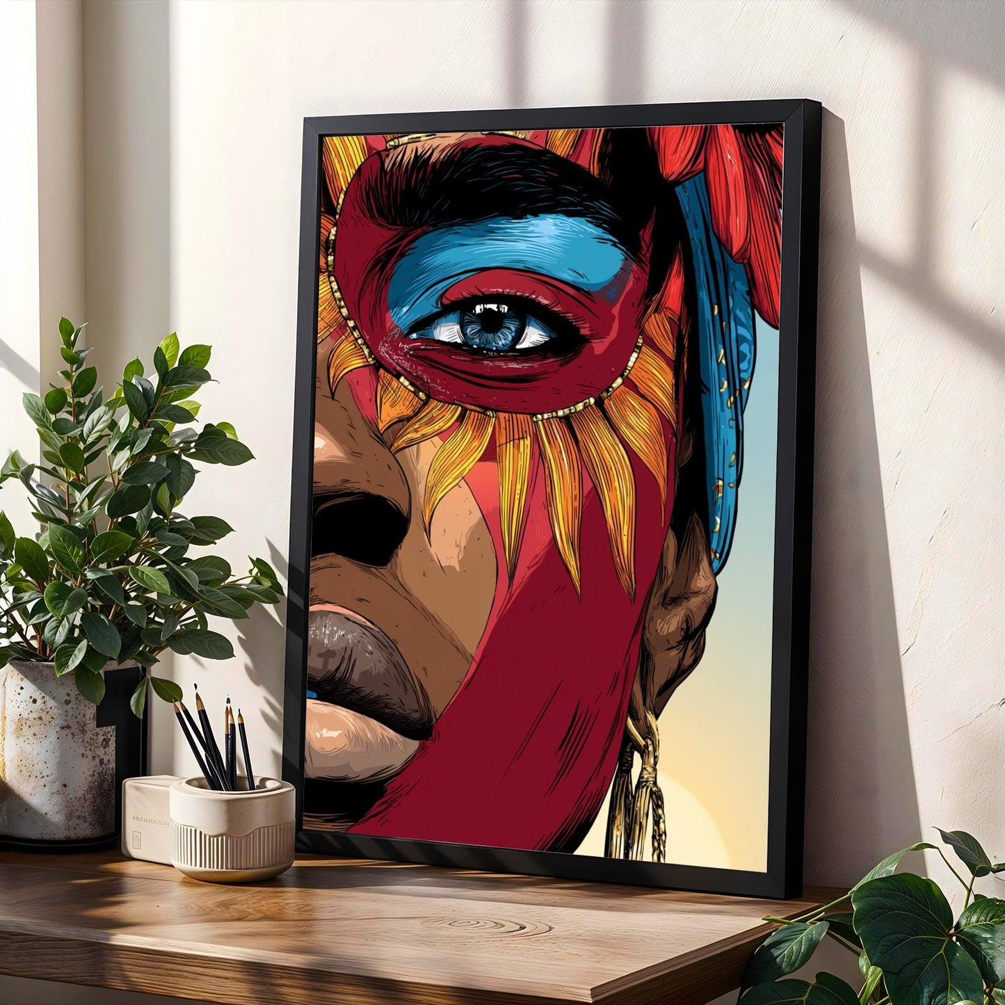 Abstract Face Portrait Contemporary Wall Art Print Soluna Soul