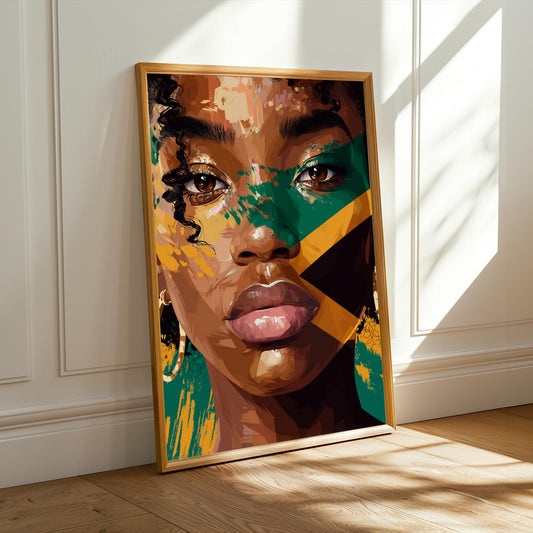 Jamaican Flag Print Contemporary Portrait Wall Art Print Soluna Soul