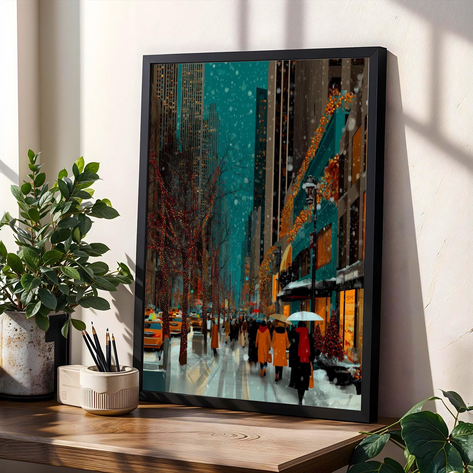 NY City Winter Cityscape Wall Art Print Soluna Soul