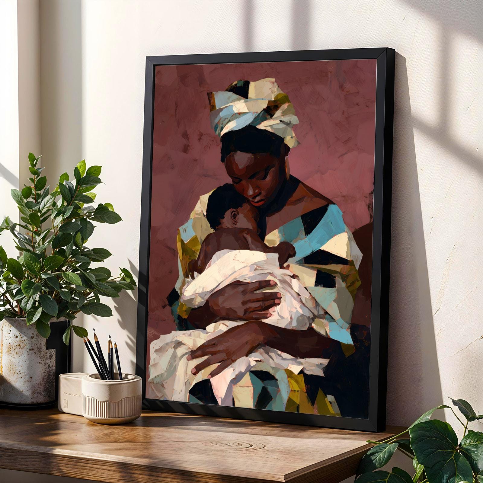 African Mother and Child Art Print Soluna Soul