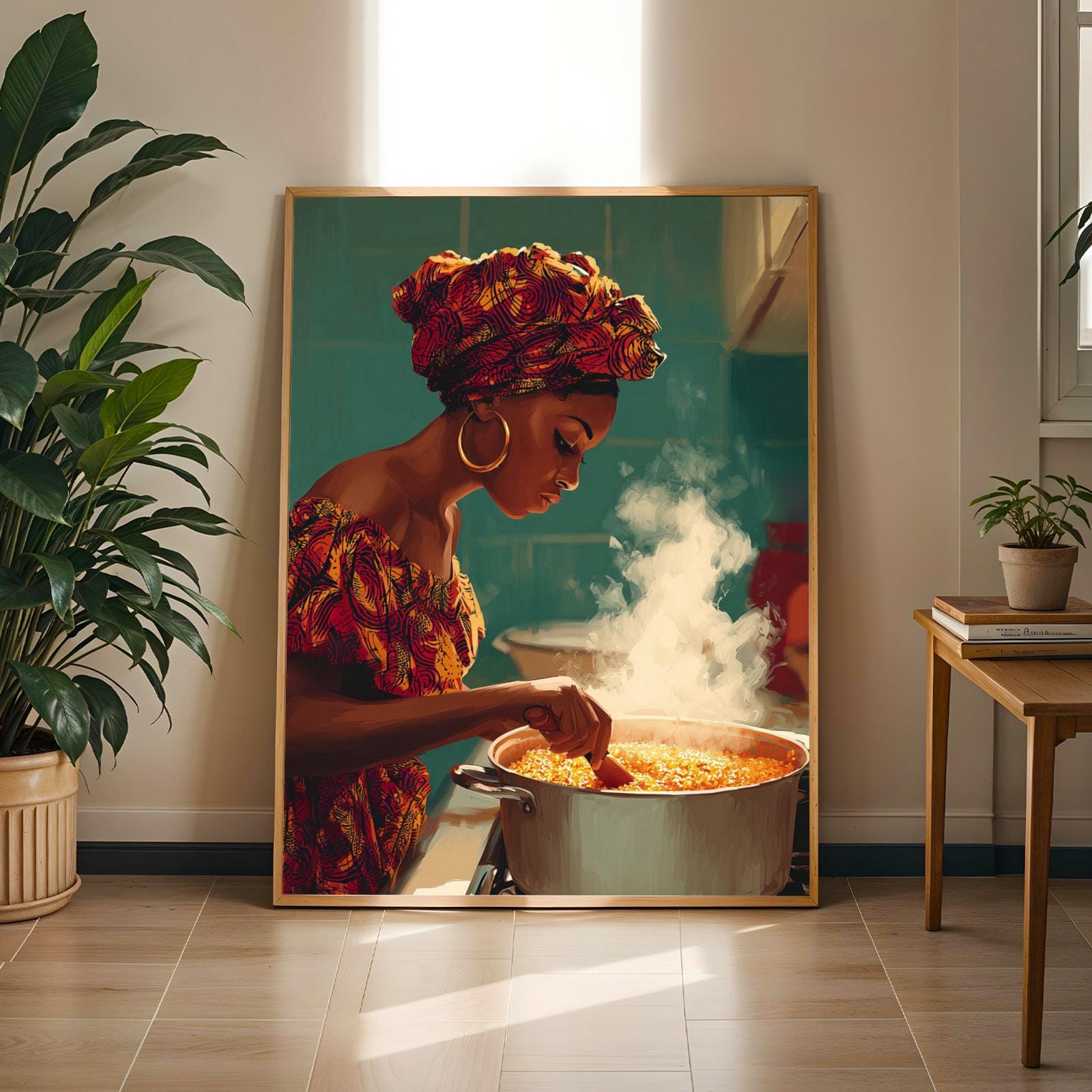 African Woman Cooking Jollof Art Print Soluna Soul