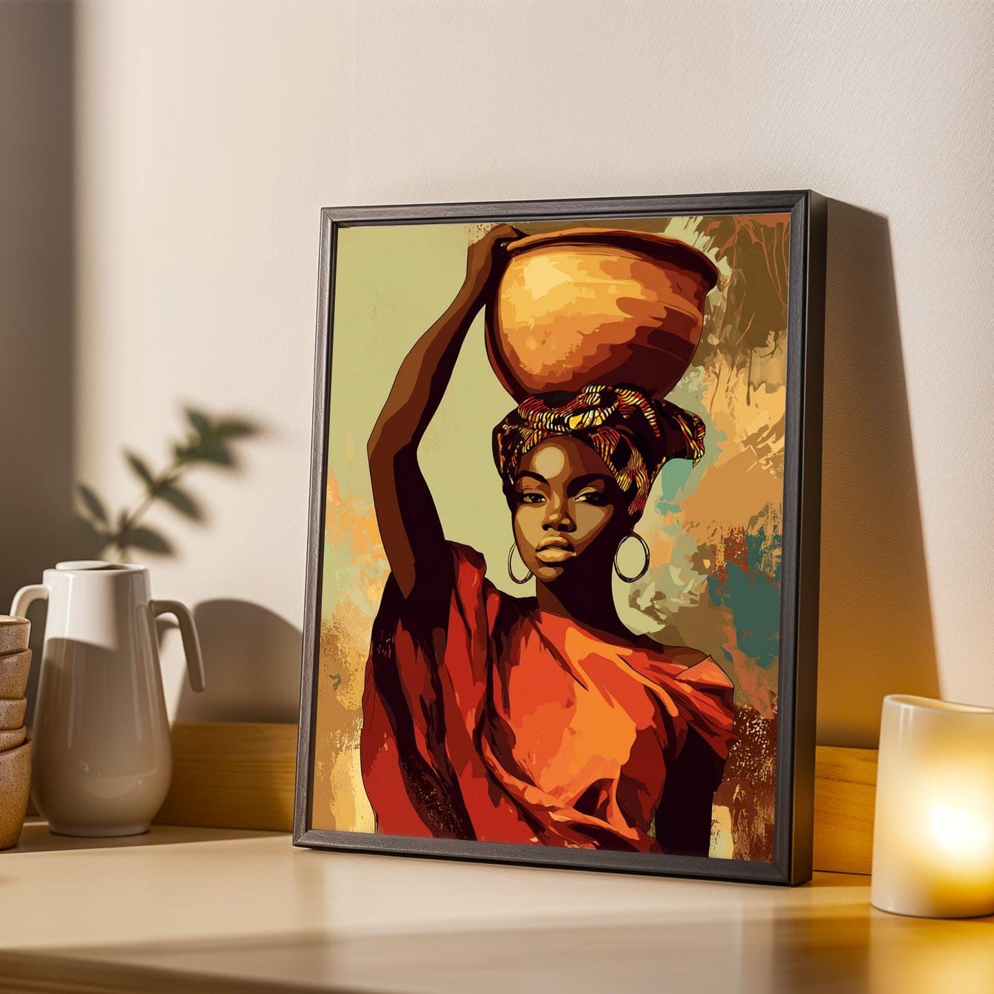 African Woman Carrying Clay Pot Soluna Soul
