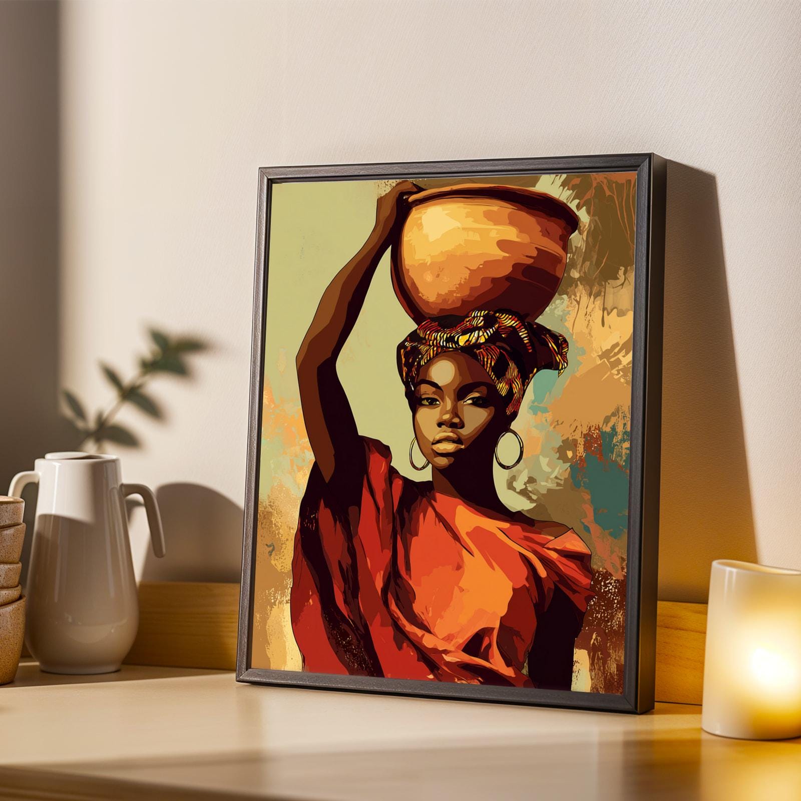 African Woman Carrying Clay Pot Soluna Soul