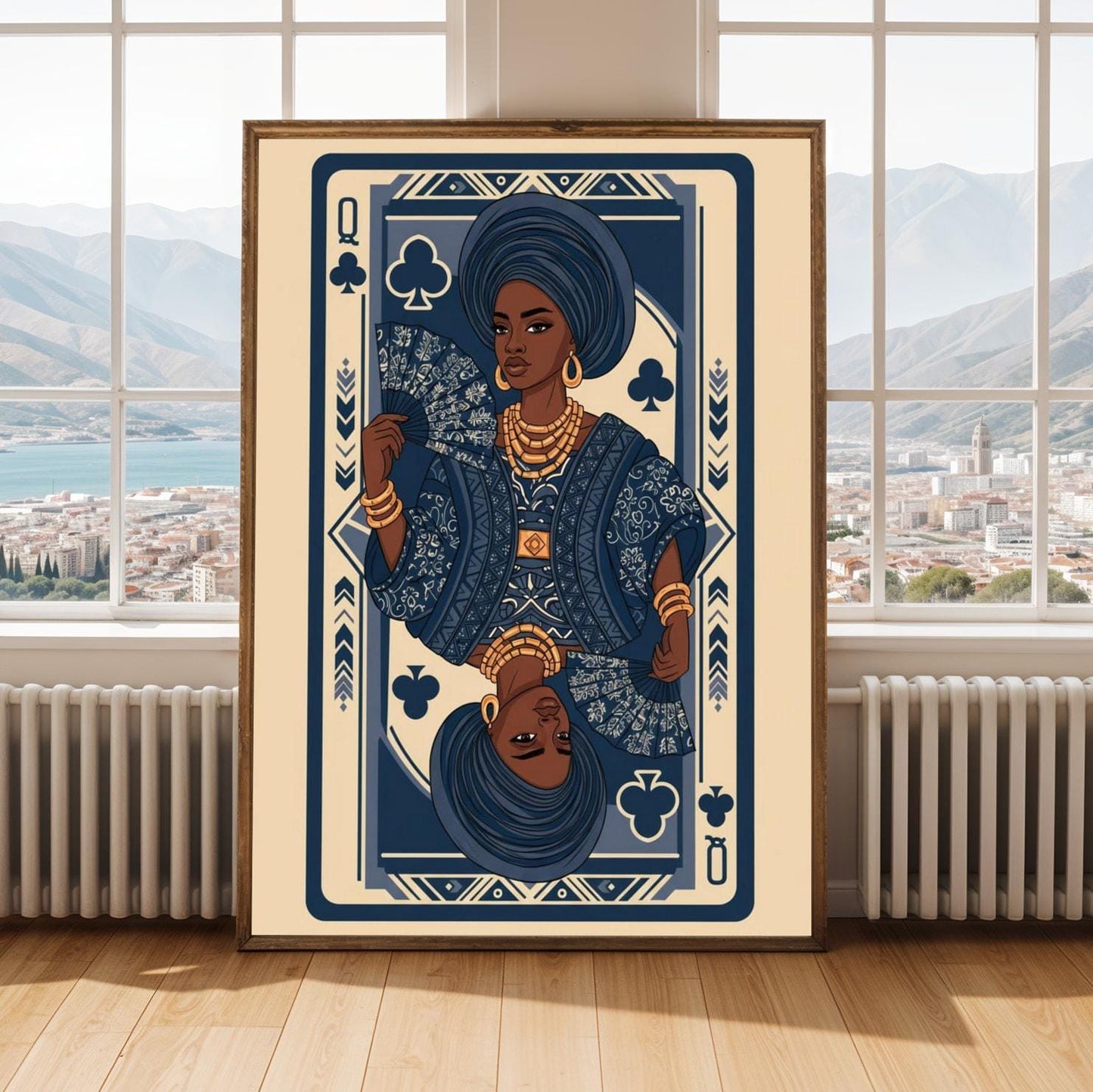 African Queen of Clubs Card Wall Art Print Soluna Soul