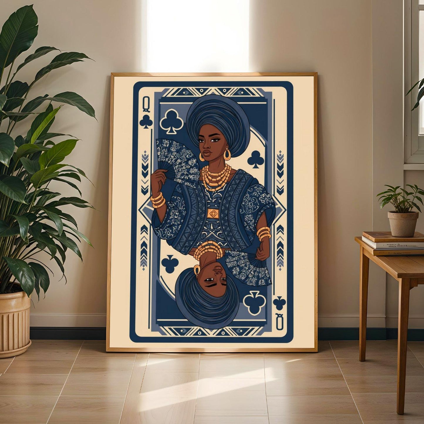 African Queen of Clubs Card Wall Art Print Soluna Soul