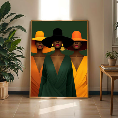 Black Women Art Print, Fashion Illustration, Afrocentric Home Decor Soluna Soul