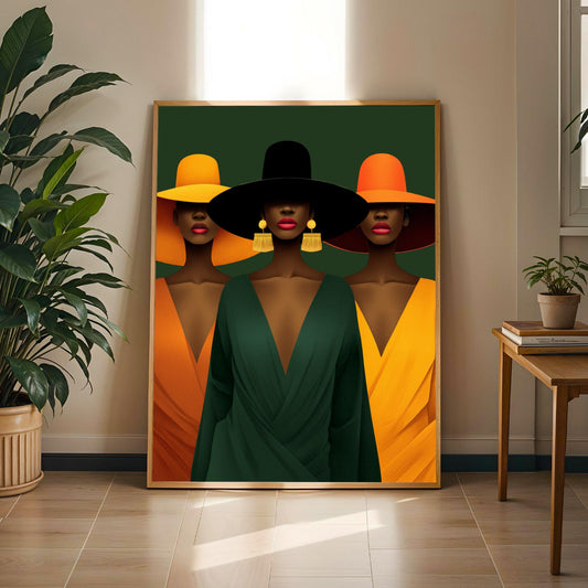 Black Women Art Print, Fashion Illustration, Afrocentric Home Decor Soluna Soul