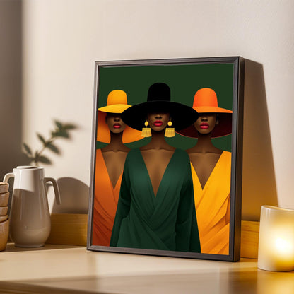 Black Women Art Print, Fashion Illustration, Afrocentric Home Decor Soluna Soul