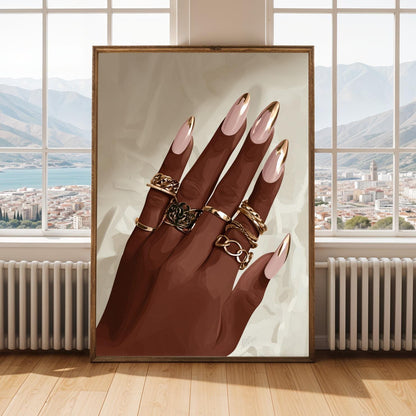 Luxury Hand & Gold Rings Wall Art Print Soluna Soul
