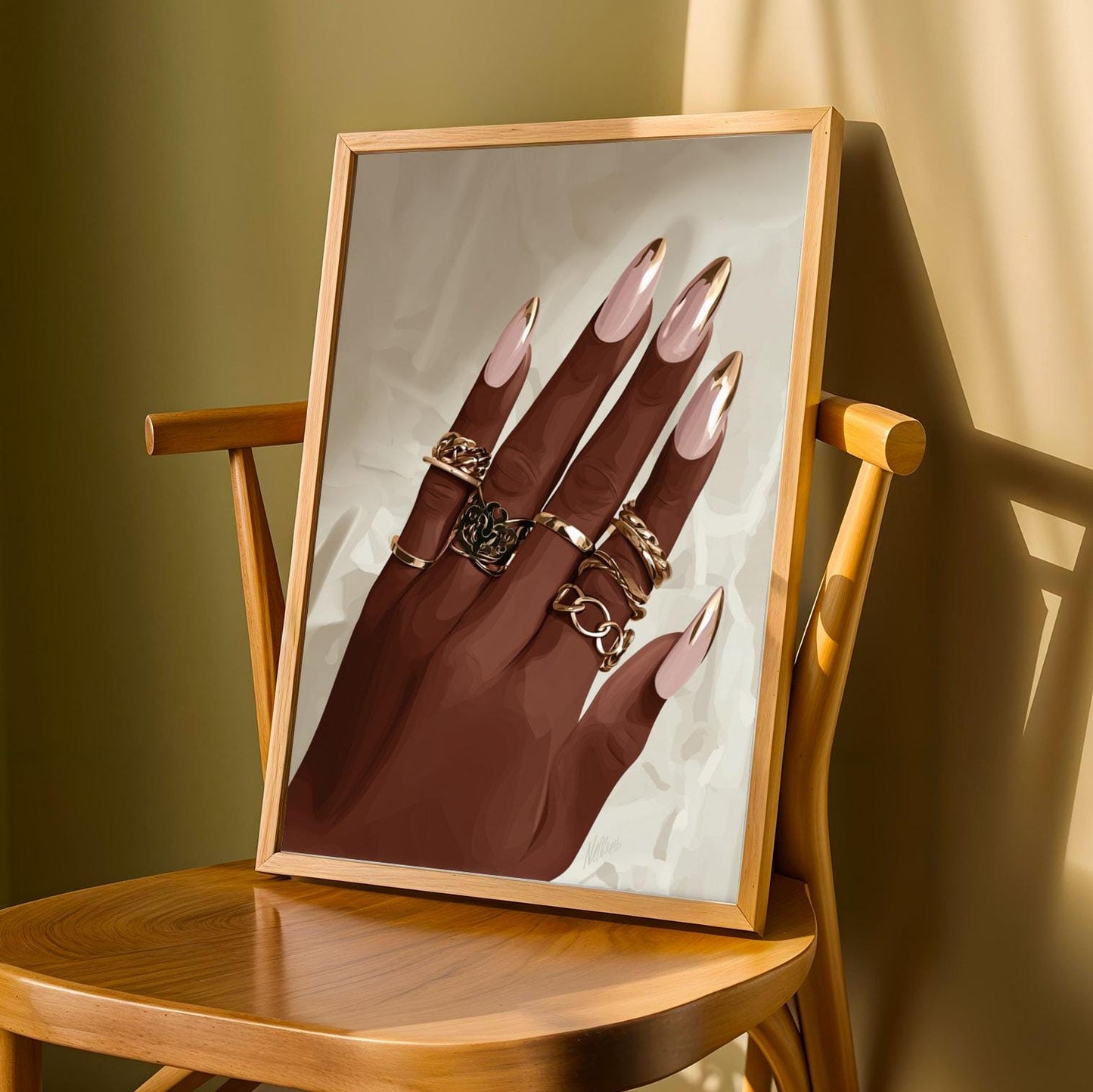 Luxury Hand & Gold Rings Wall Art Print Soluna Soul