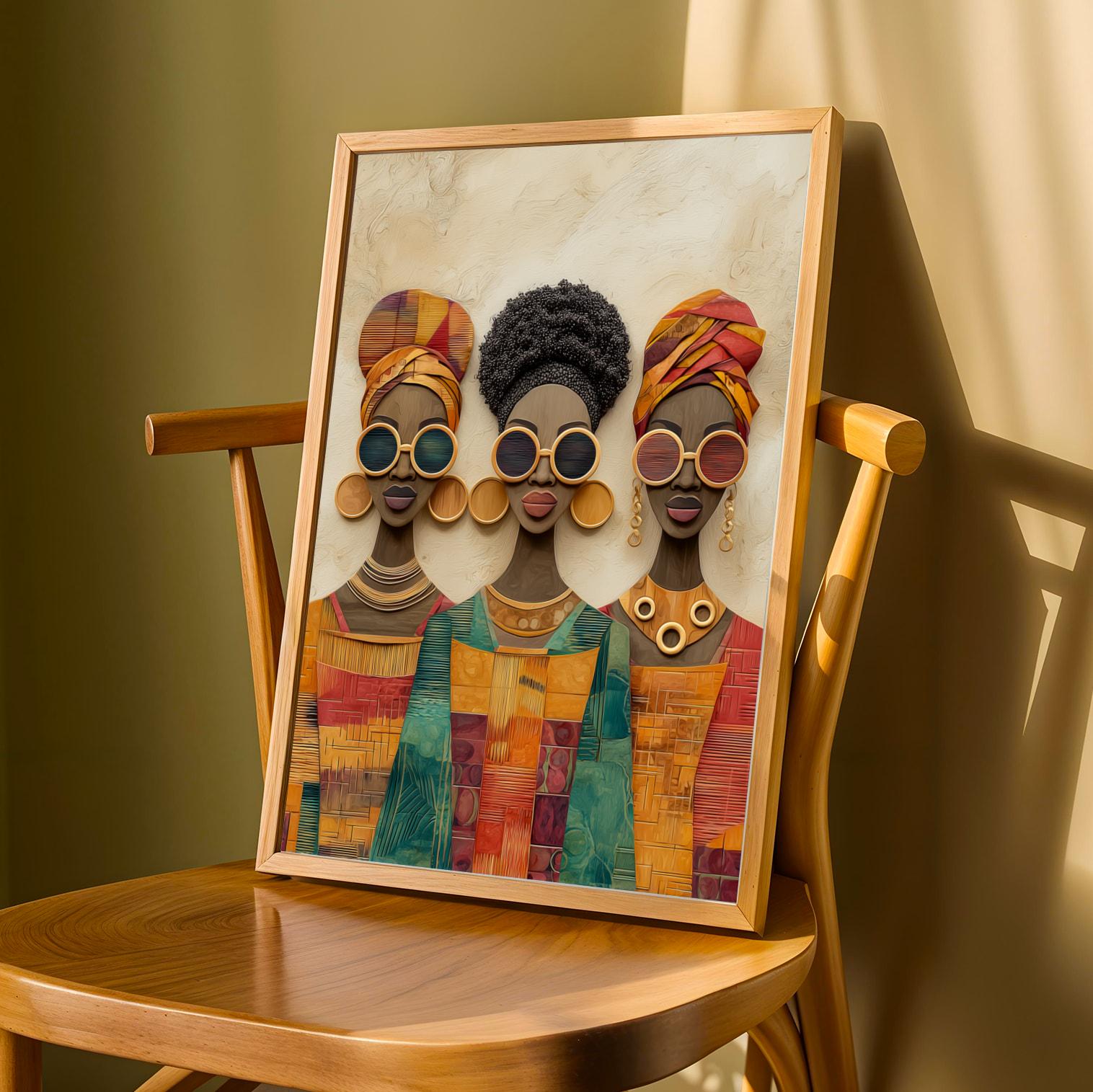 Black Women Art Print, Afrocentric Fashion, Bold Home Decor (Poster Only) Soluna Soul