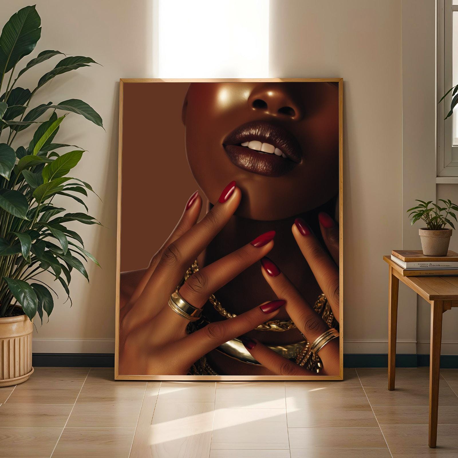 Black Woman Wall Art | Luxury Beauty Print | Modern Brown Skin Art Soluna Soul