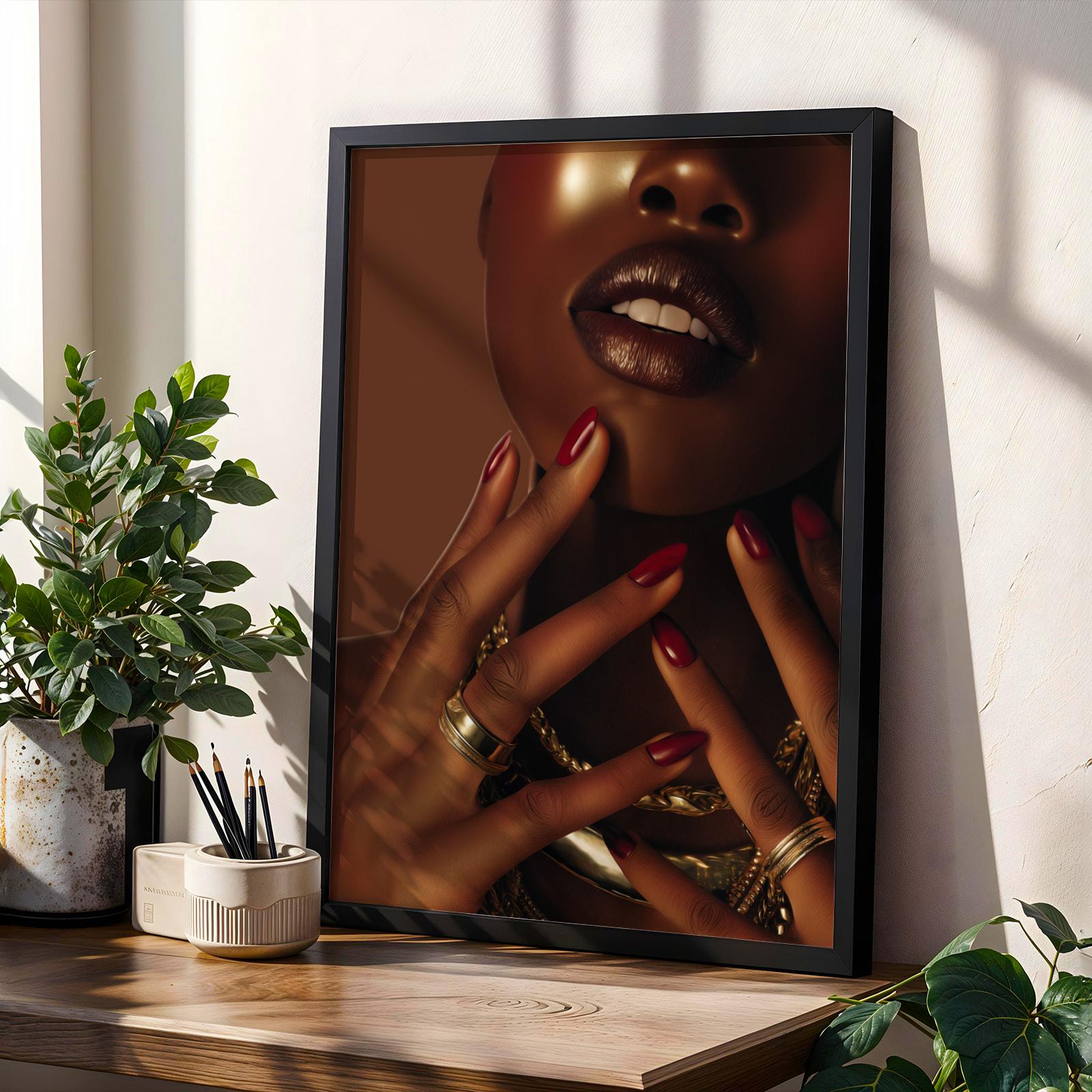 Black Woman Wall Art | Luxury Beauty Print | Modern Brown Skin Art Soluna Soul