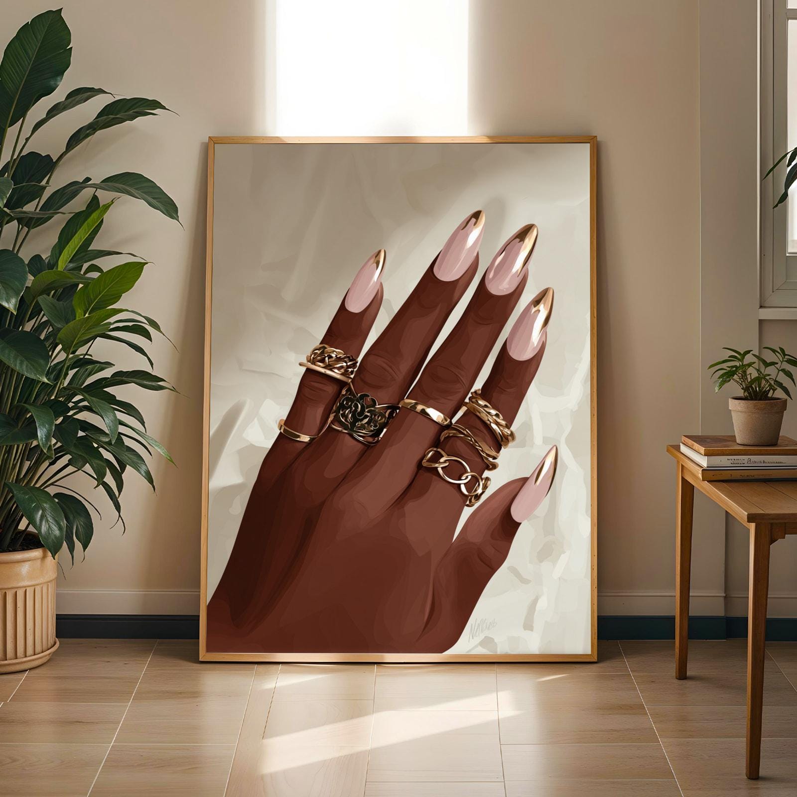 Luxury Hand & Gold Rings Wall Art Print Soluna Soul