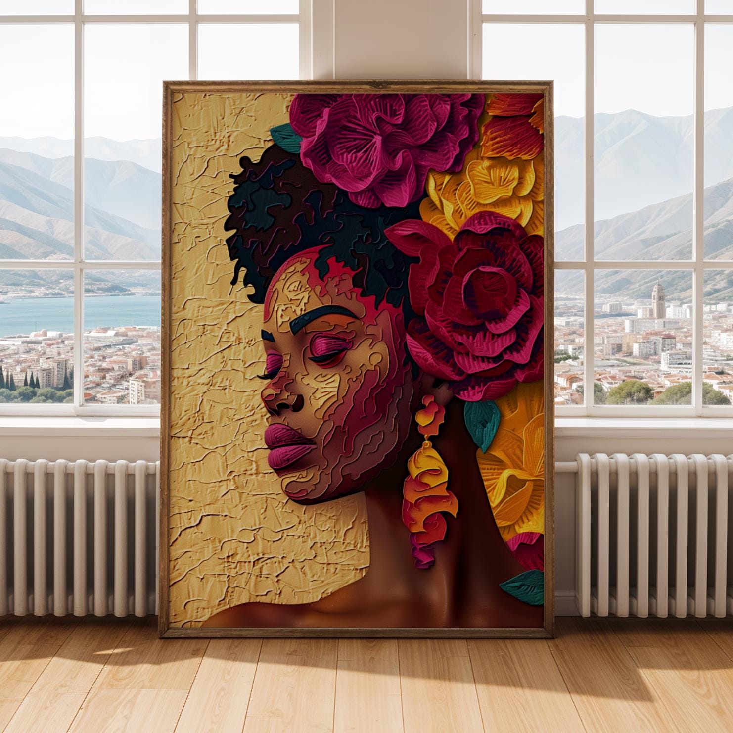 Black Woman Floral Wall Art Print Soluna Soul