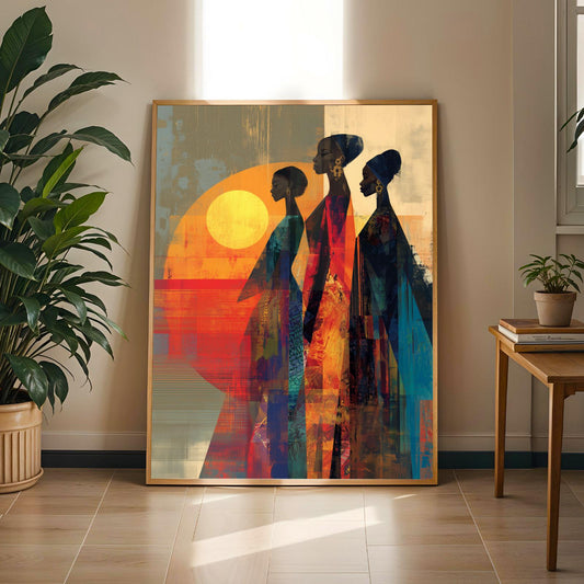 African Women Sunset Wall Art Print Soluna Soul