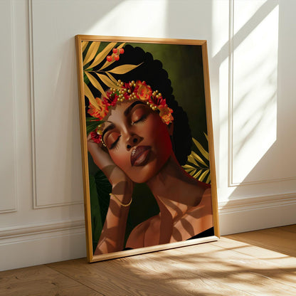 Black Woman Floral Wall Art Print II Soluna Soul