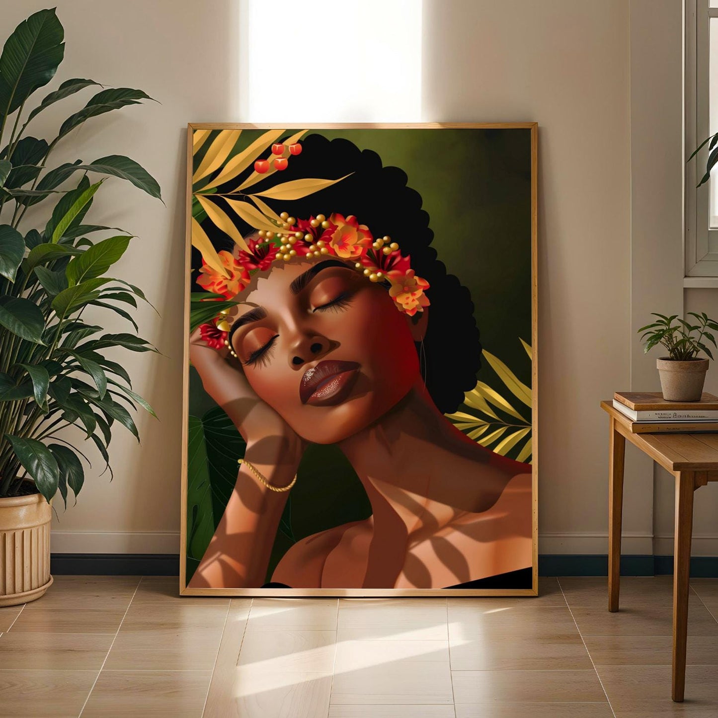 Black Woman Floral Wall Art Print II Soluna Soul
