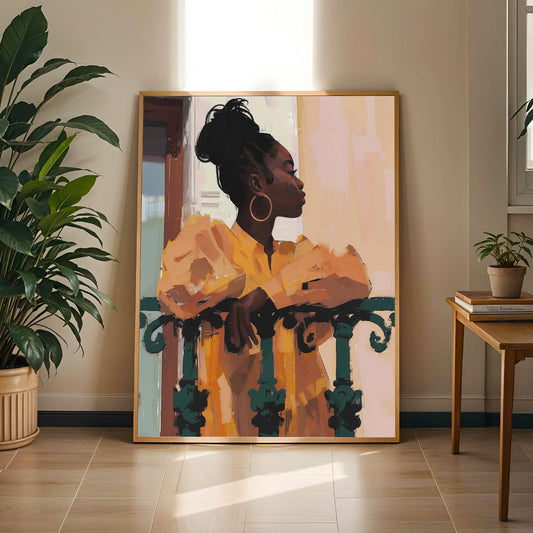 Black Woman Balcony Wall Art Print II Soluna Soul