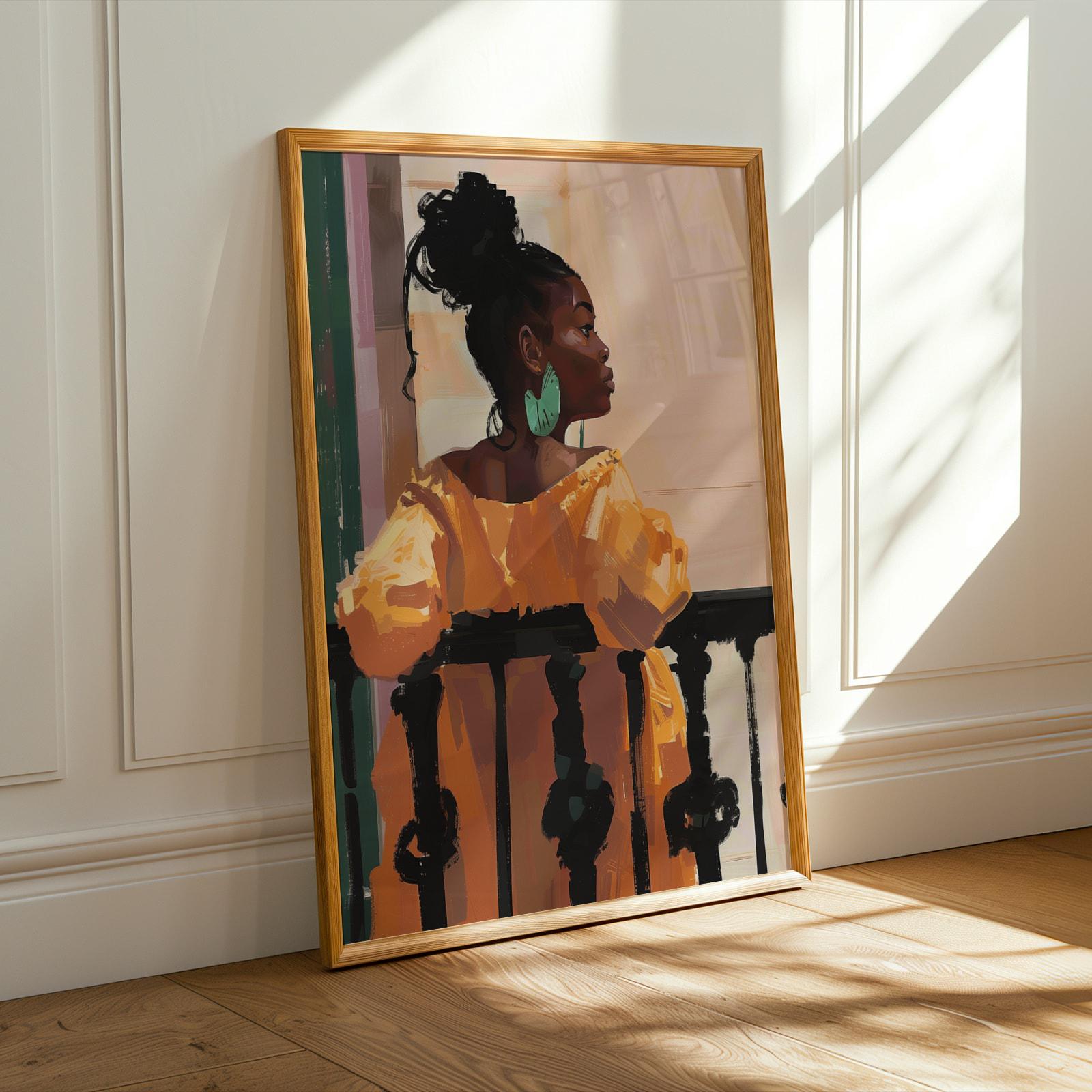 Black Woman Balcony Wall Art Print I Soluna Soul