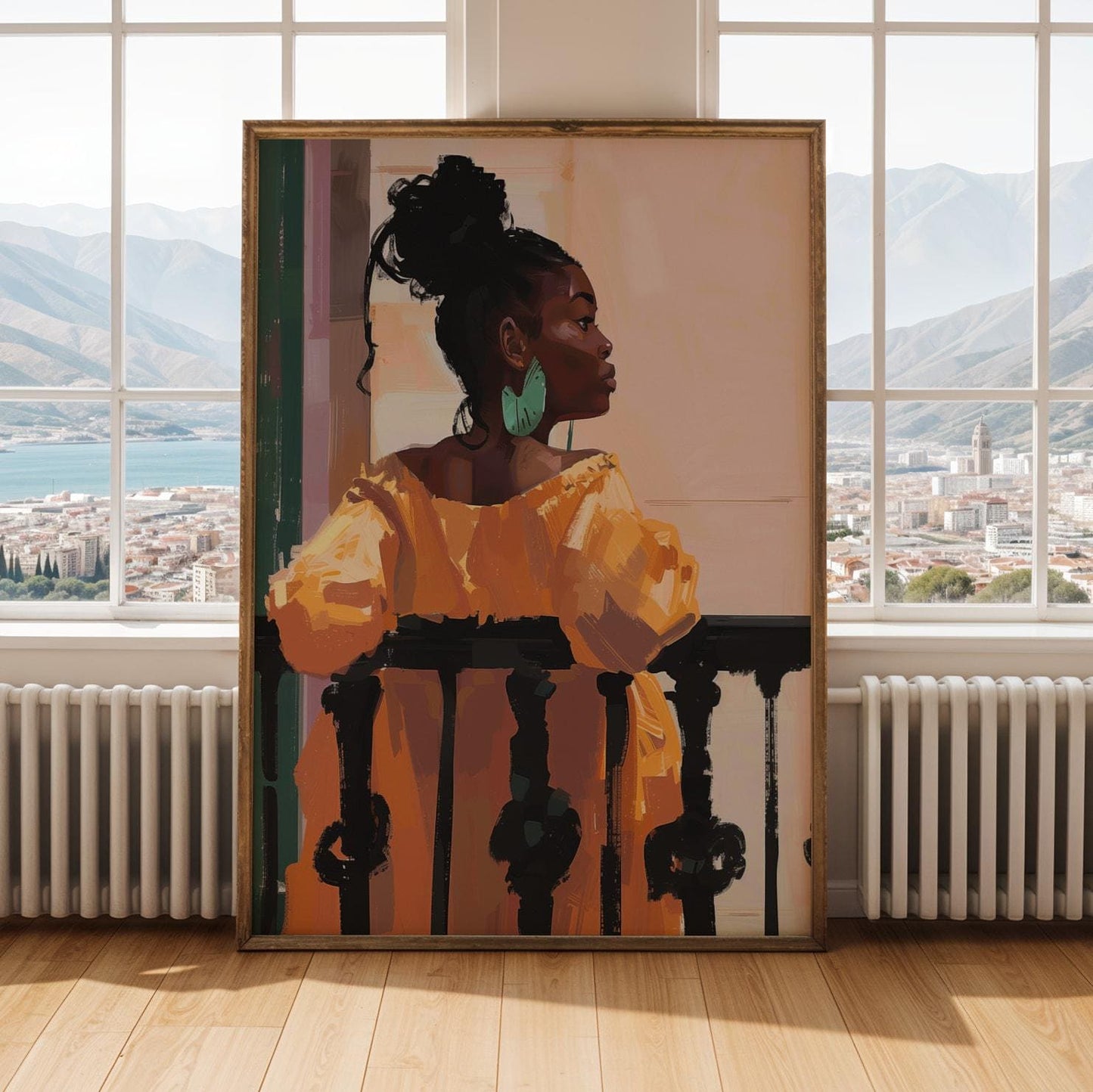Black Woman Balcony Wall Art Print I Soluna Soul