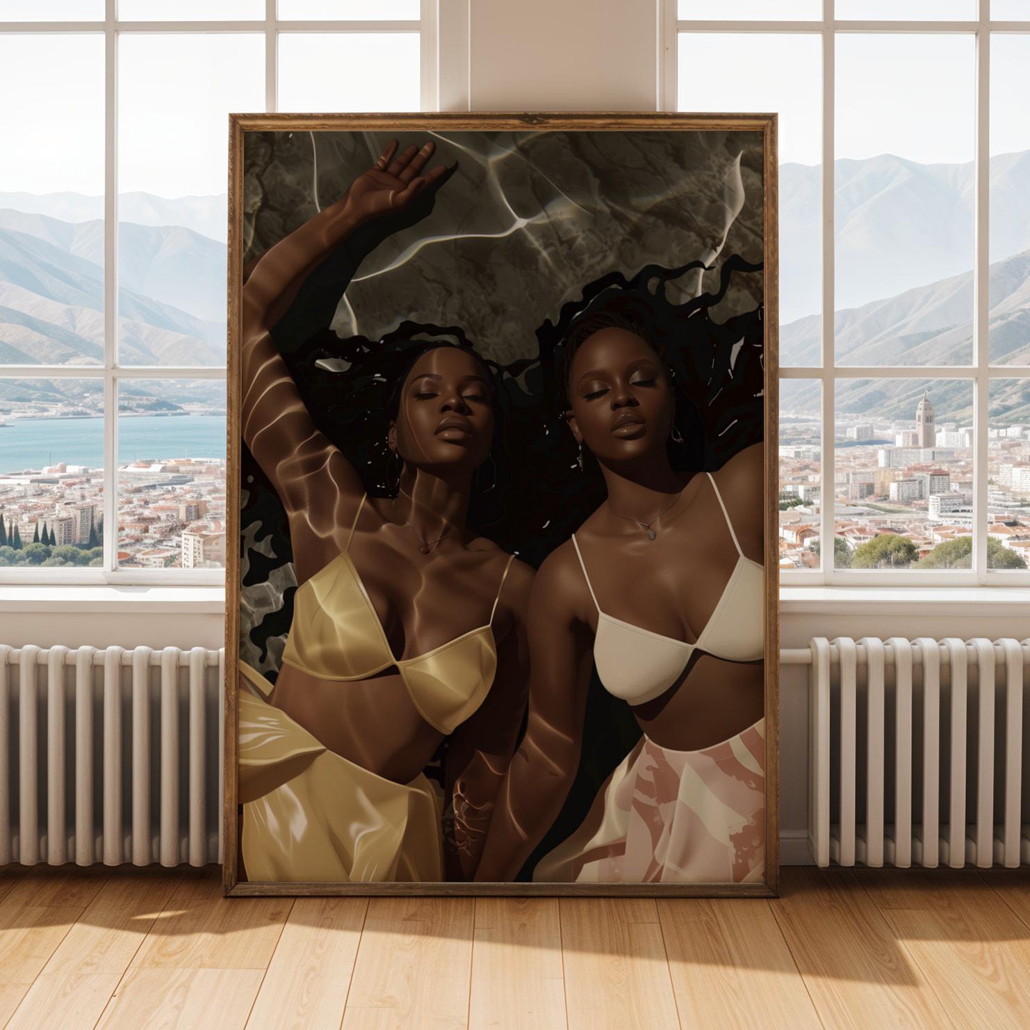 Black Women Underwater Wall Art Print V Soluna Soul