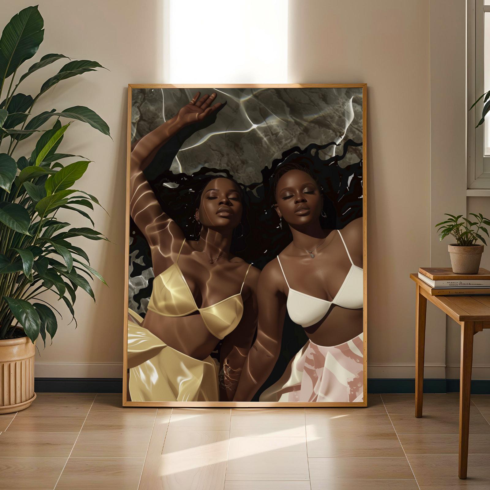Black Women Underwater Wall Art Print V Soluna Soul