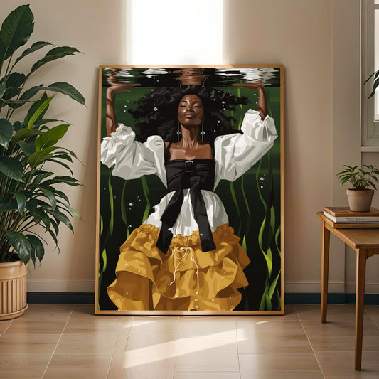 Black Women Underwater Wall Art Print III Soluna Soul