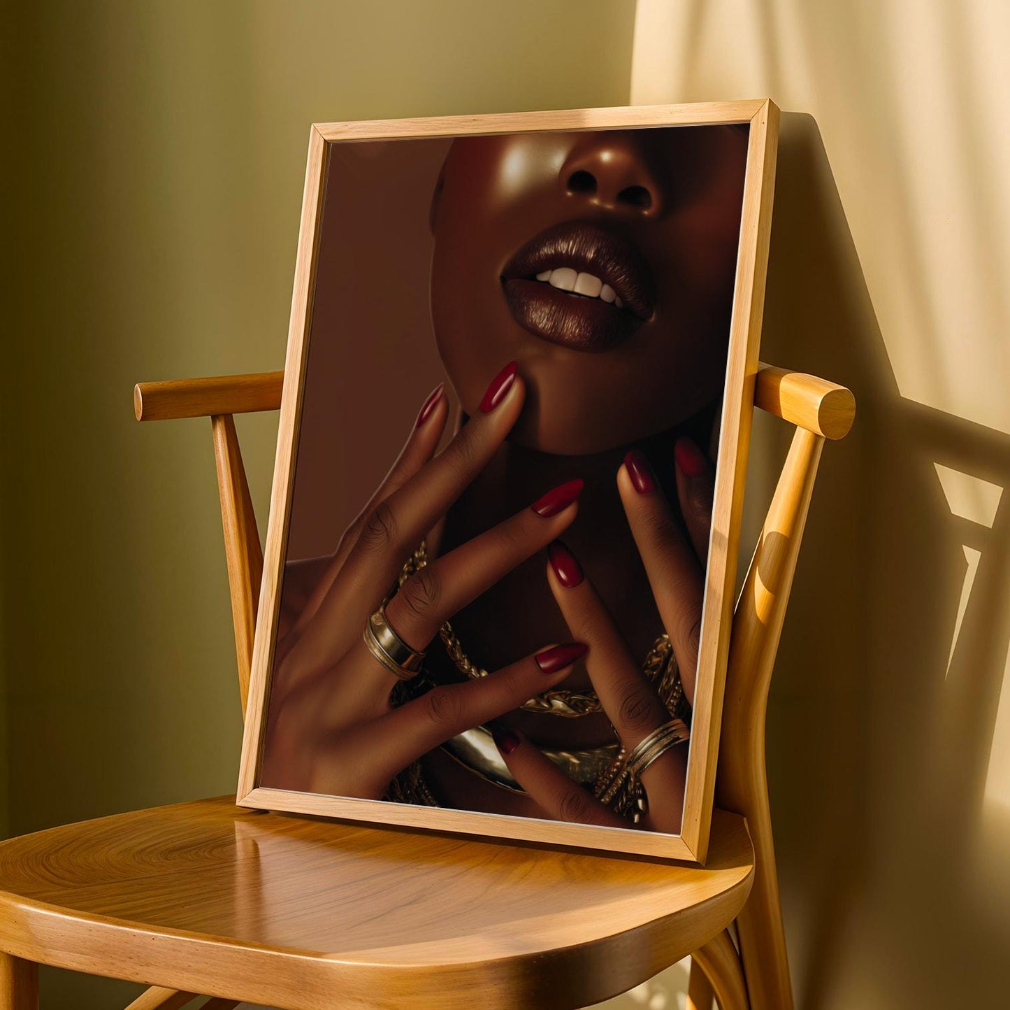 Black Woman Wall Art | Luxury Beauty Print | Modern Brown Skin Art Soluna Soul