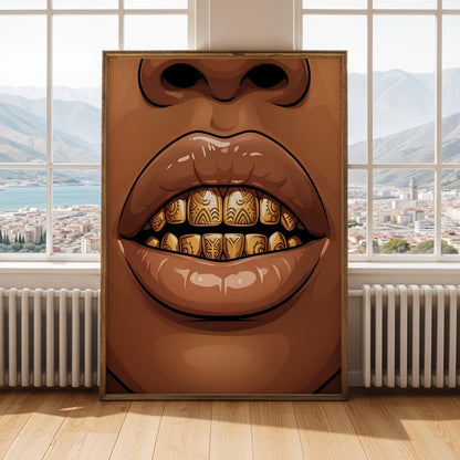 African Patterned Grillz  Wall Art Print Soluna Soul