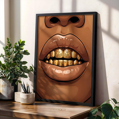 African Patterned Grillz  Wall Art Print Soluna Soul