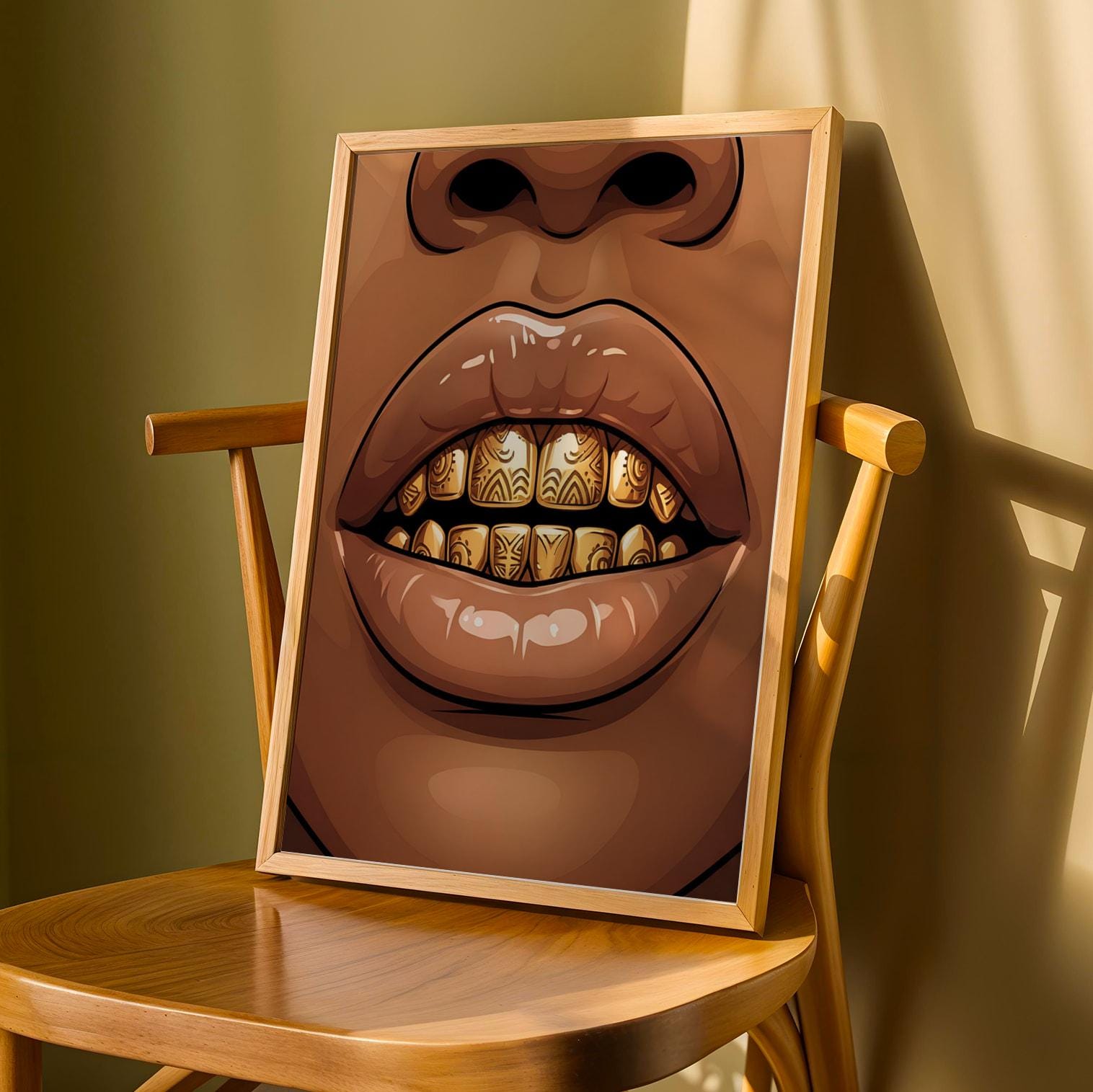 African Patterned Grillz  Wall Art Print Soluna Soul