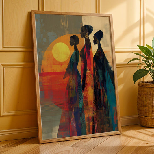African Women Sunset Wall Art Print Soluna Soul