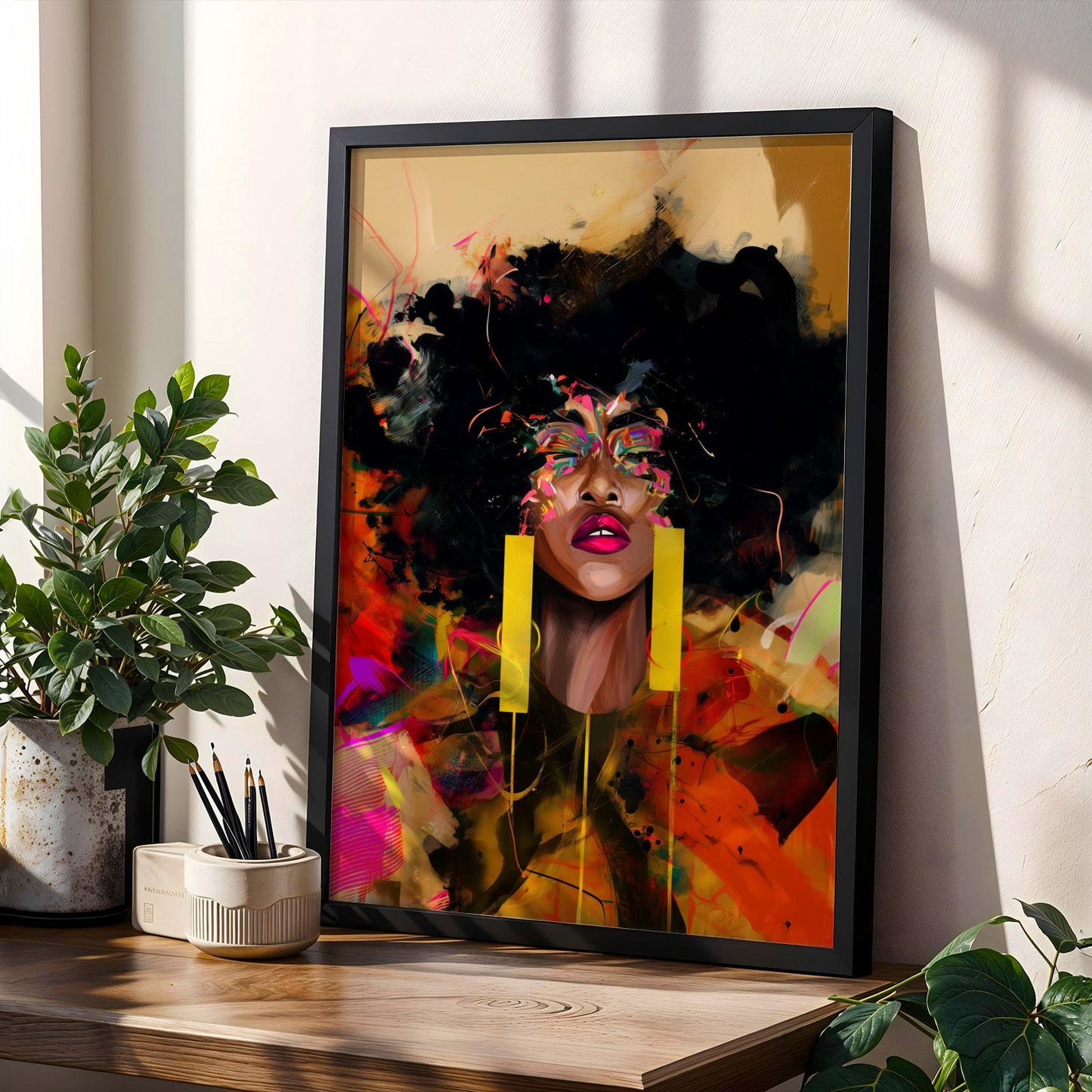 Abstract Black Beauty  Woman Wall Art Print V Soluna Soul