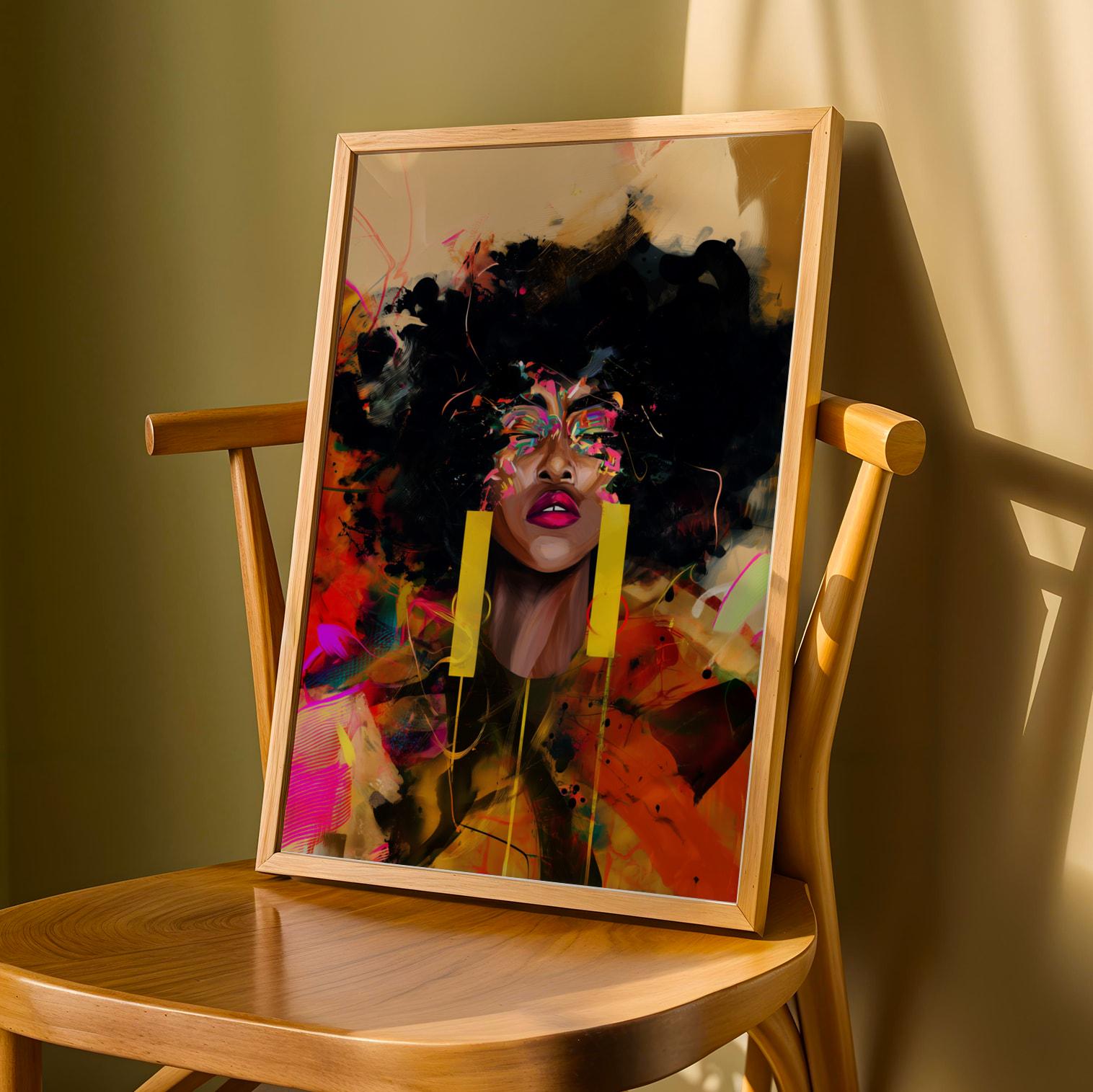 Abstract Black Beauty  Woman Wall Art Print V Soluna Soul