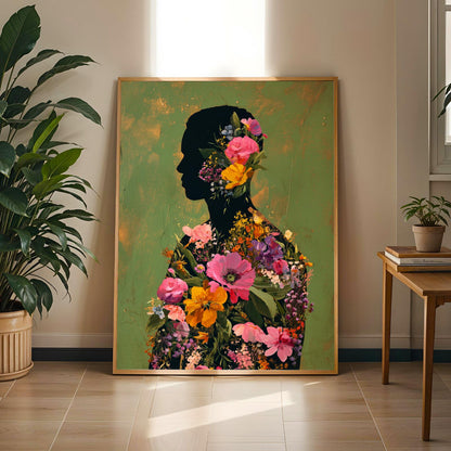 Floral Silhouette Wall Art Print Soluna Soul