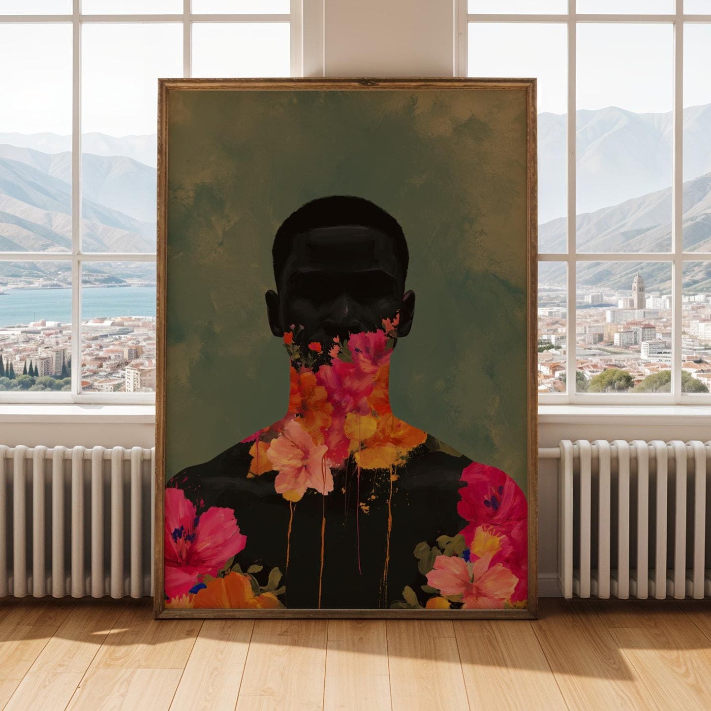 Black Man Floral Portrait Wall Art Print Soluna Soul