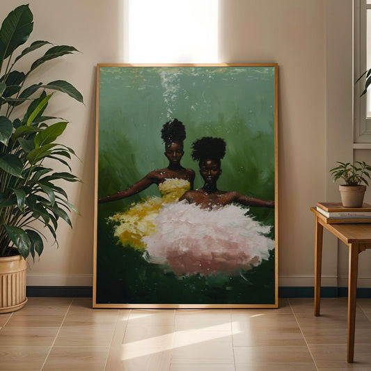 Black Women Underwater Wall Art Print II Soluna Soul