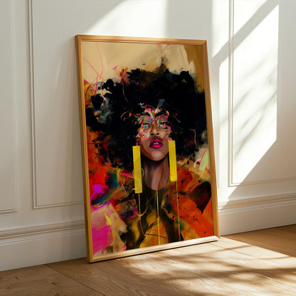 Abstract Black Beauty  Woman Wall Art Print V Soluna Soul