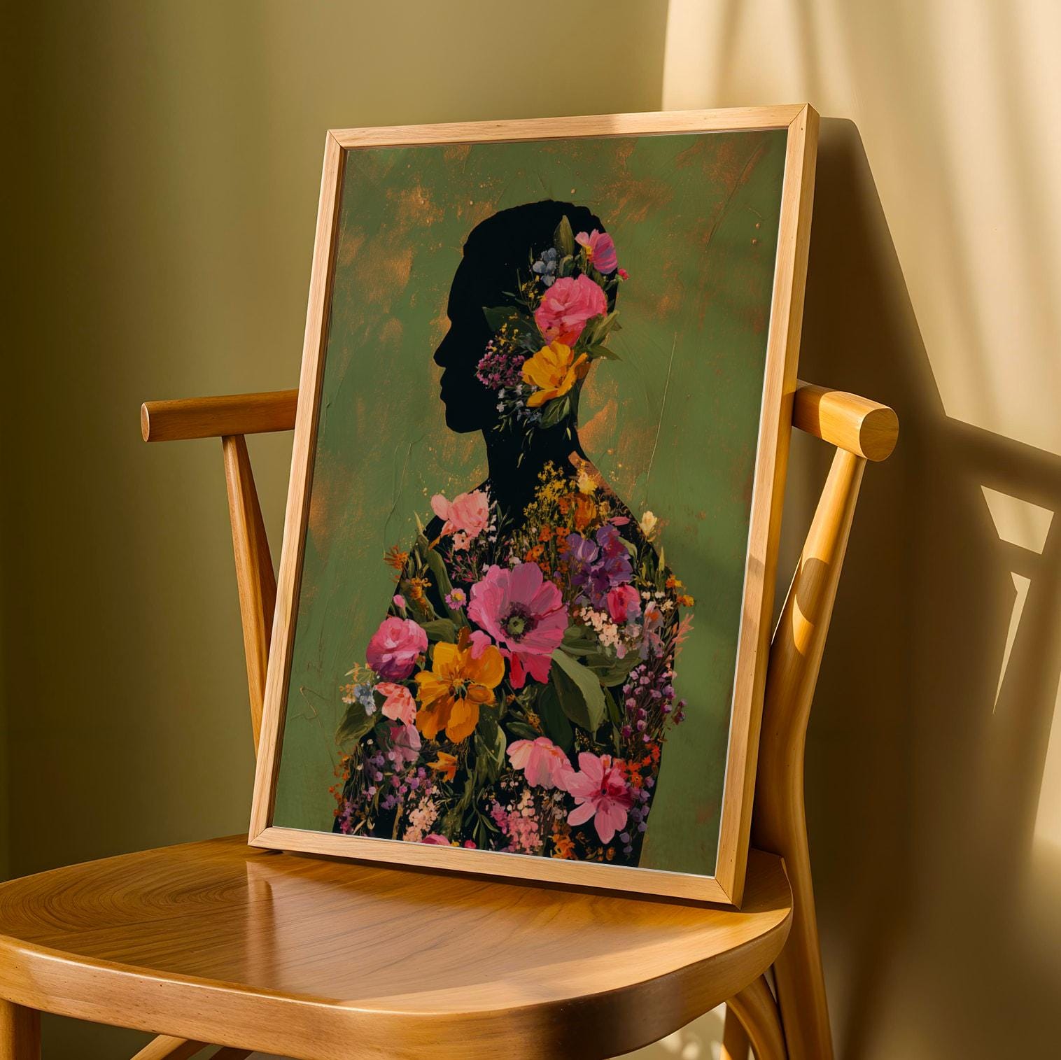 Floral Silhouette Wall Art Print Soluna Soul